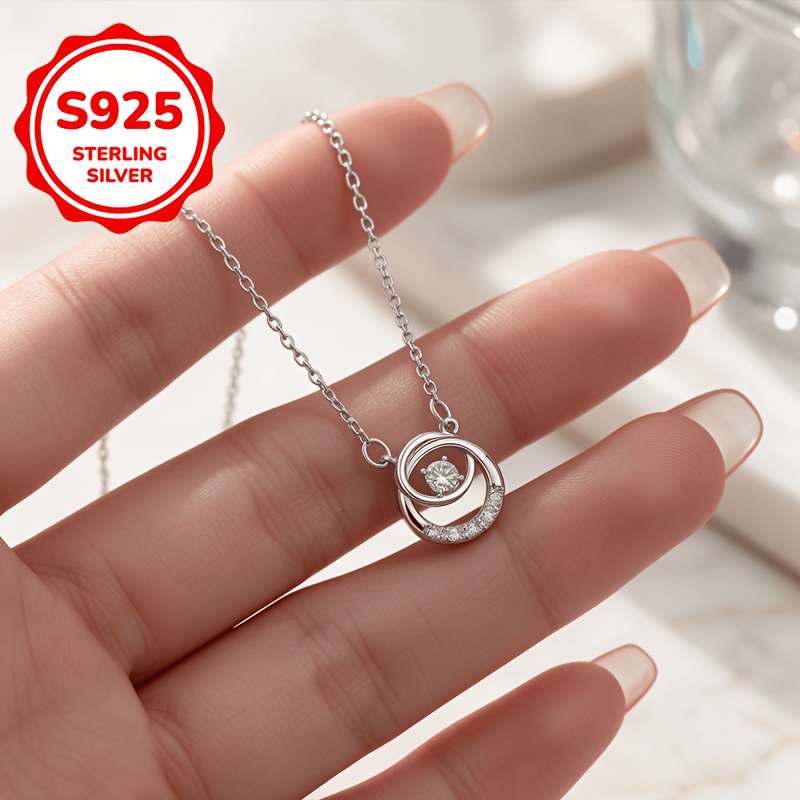 Women's 925 Silver Low-Allergy Circle Clavicle Chain Necklace